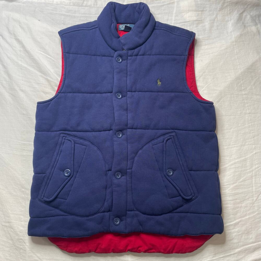 Vintage Polo Ralph Lauren Cotton Quilted Puffer Vest Blue Large Men's Full Zip